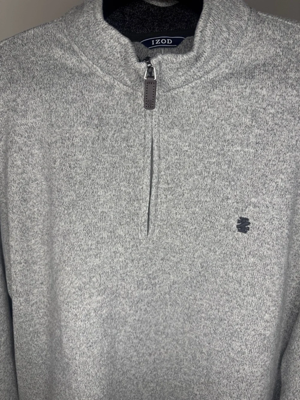 Izod Heather Gray Quarter-Zip Knit Pullover NWOT